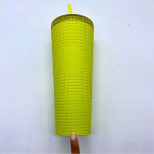 Starbucks Meadow Yellow Grid Soft Touch Tumbler Venti 24 oz